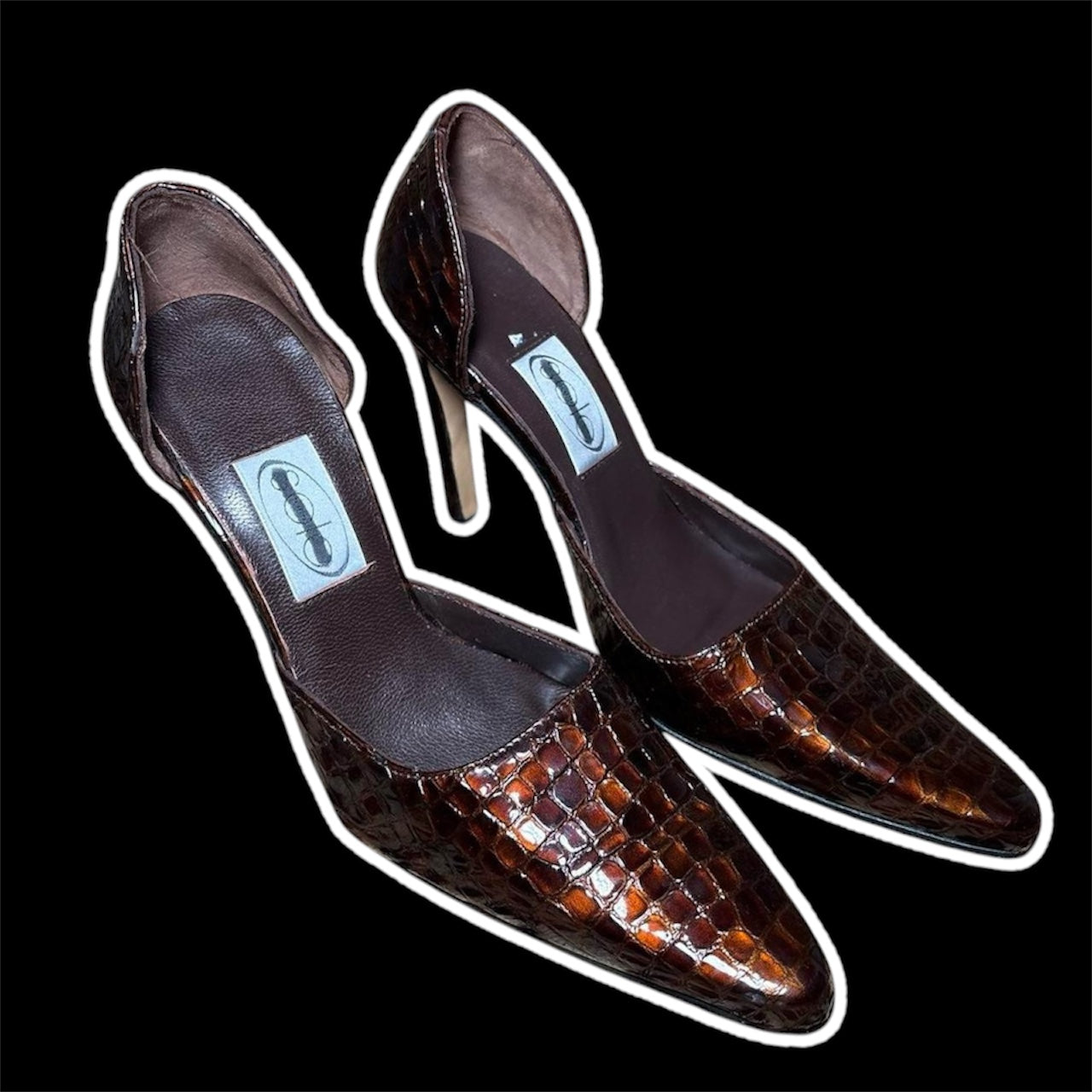 Vintage Y2K Brown Leather Snakeskin Heels from Solo