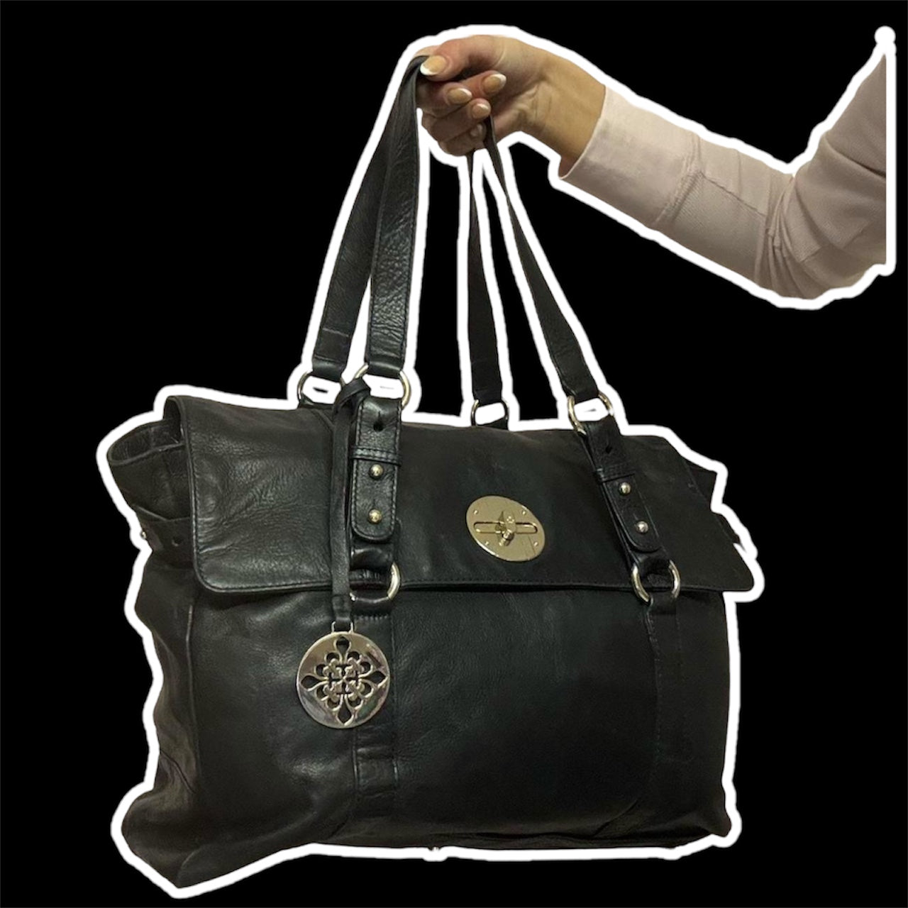 Vintage y2k black leather shoulder bag by Patrick Cox