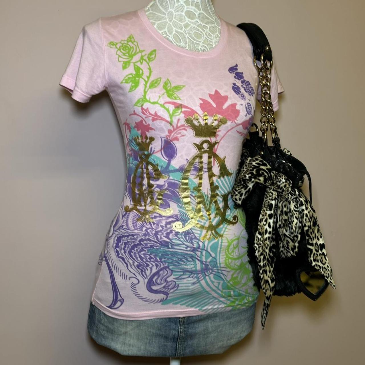 Vintage Y2k Christian Audigier graphic baby tee