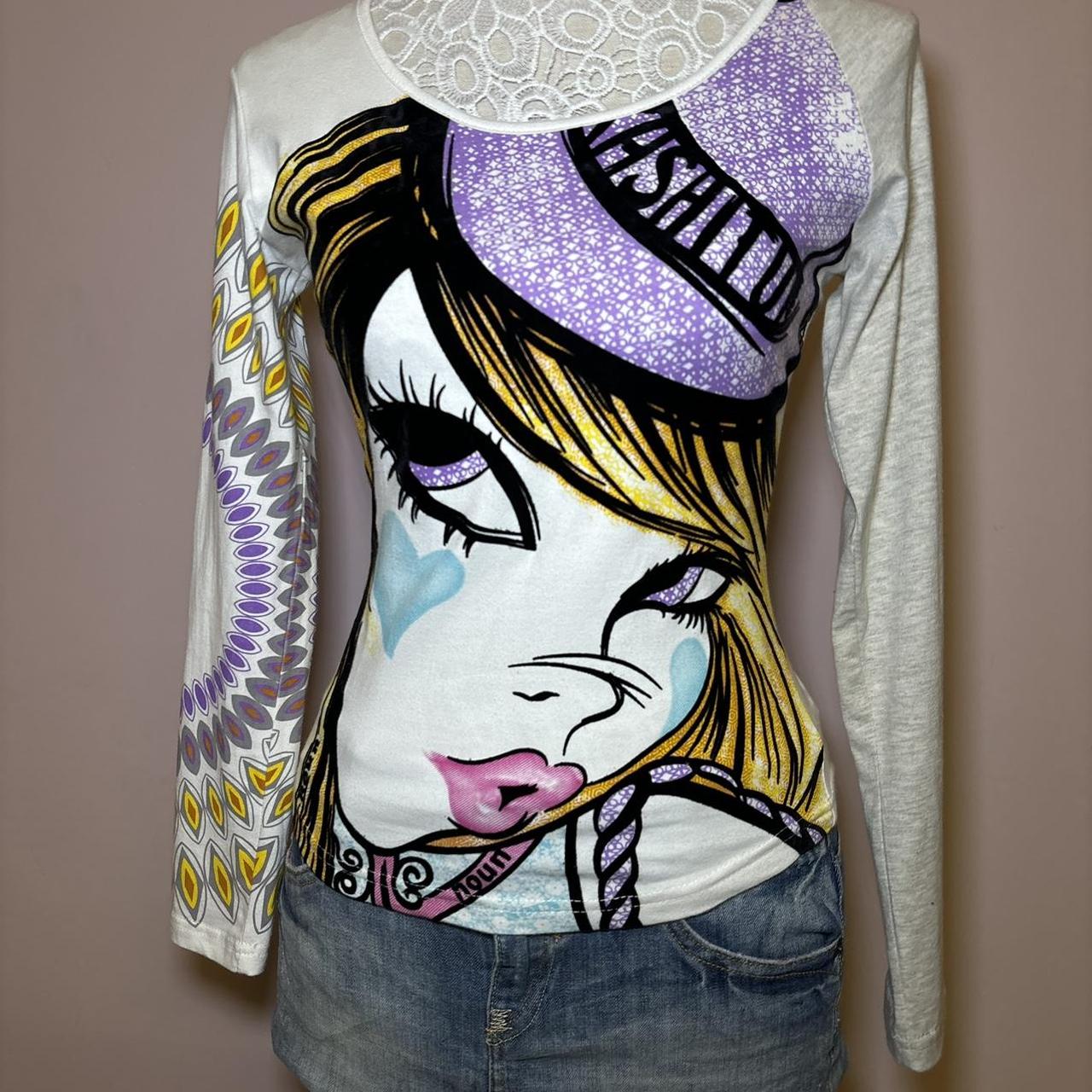Y2k Custo Barcelona Graphic Long Sleeved Shirt