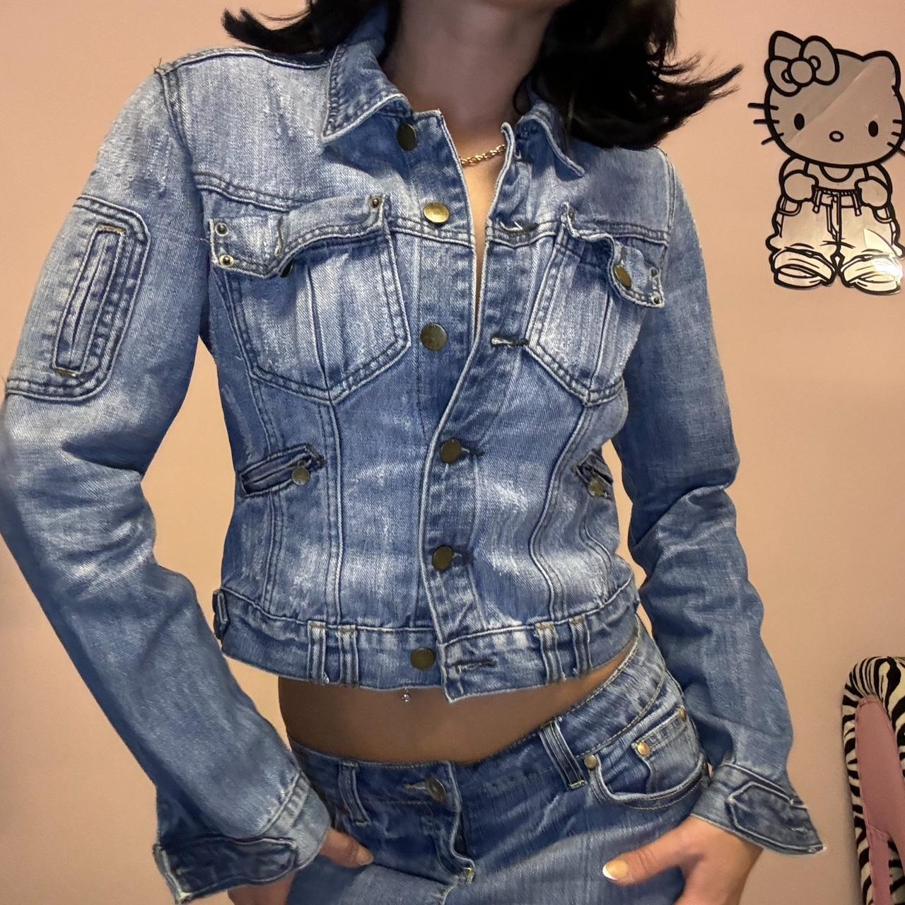 Vintage y2k denim jacket by Crafted
