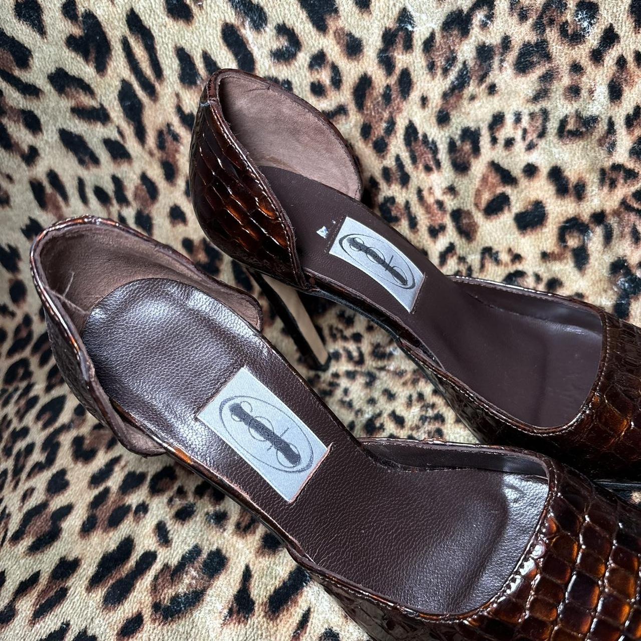 Vintage Y2K Brown Leather Snakeskin Heels from Solo