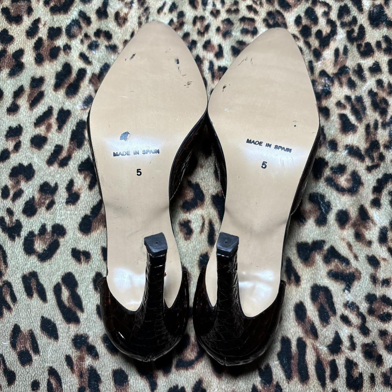 Vintage Y2K Brown Leather Snakeskin Heels from Solo