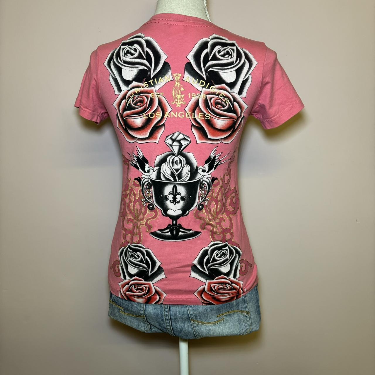Vintage Y2k Christian Audigier Graphic Baby Tee