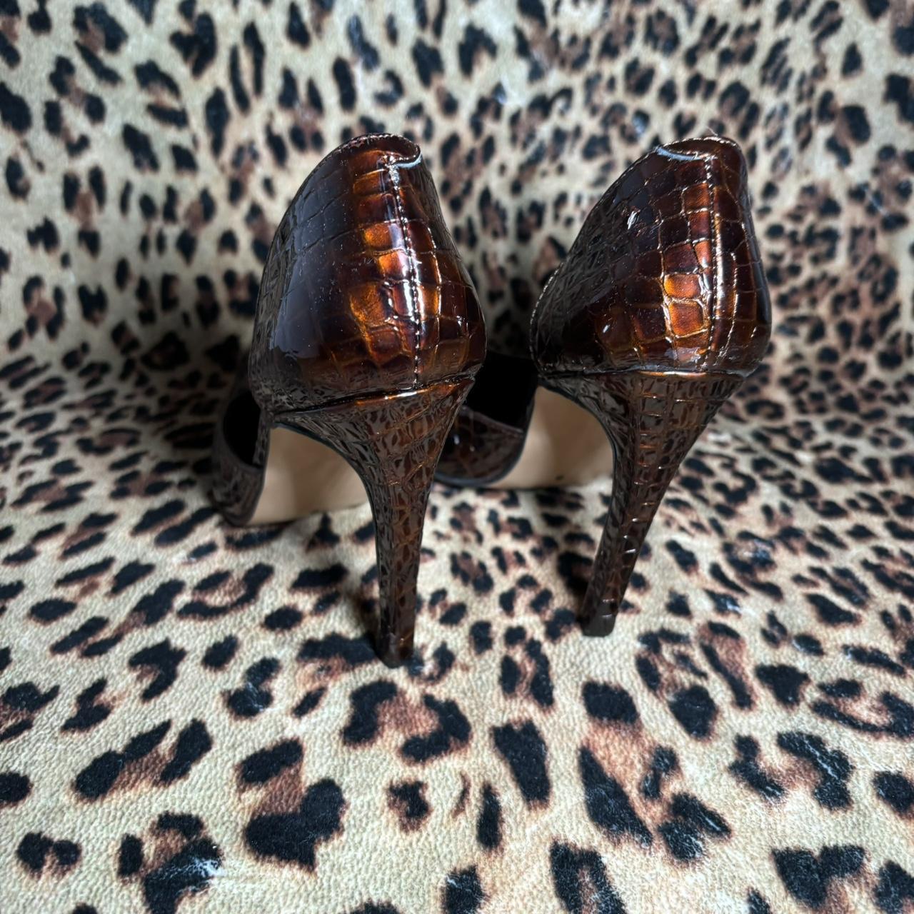 Vintage Y2K Brown Leather Snakeskin Heels from Solo