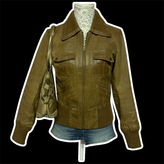 Vintage Y2K Leather Jacket by Vero Moda