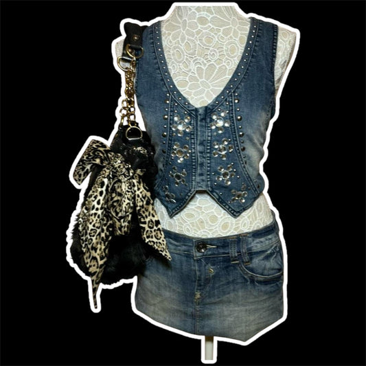 Vintage Y2k Denim Waistcoat