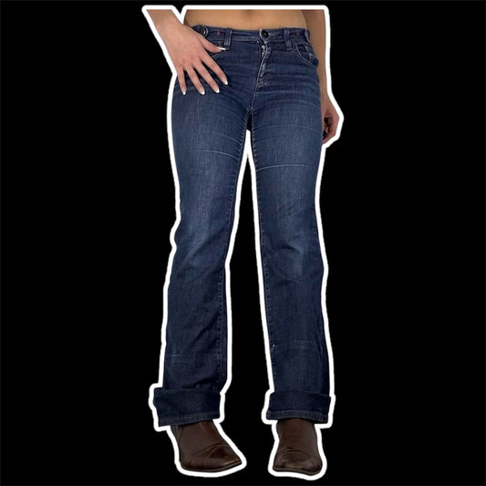 Navy Y2k Emporio Armani Low Rise Bootcut Jeans
