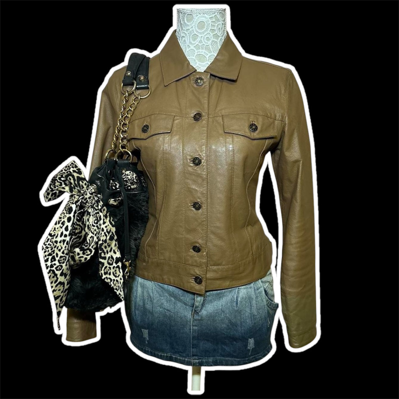 Vintage y2k brown leather jacket by For Women
