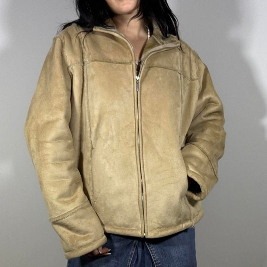 1990s Vintage Beige Suede Jacket