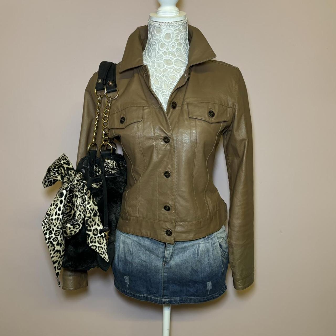 Vintage y2k brown leather jacket by For Women